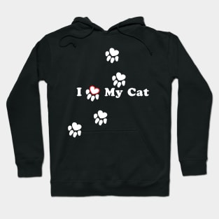 I LOVE MY CAT heart cat paw Hoodie